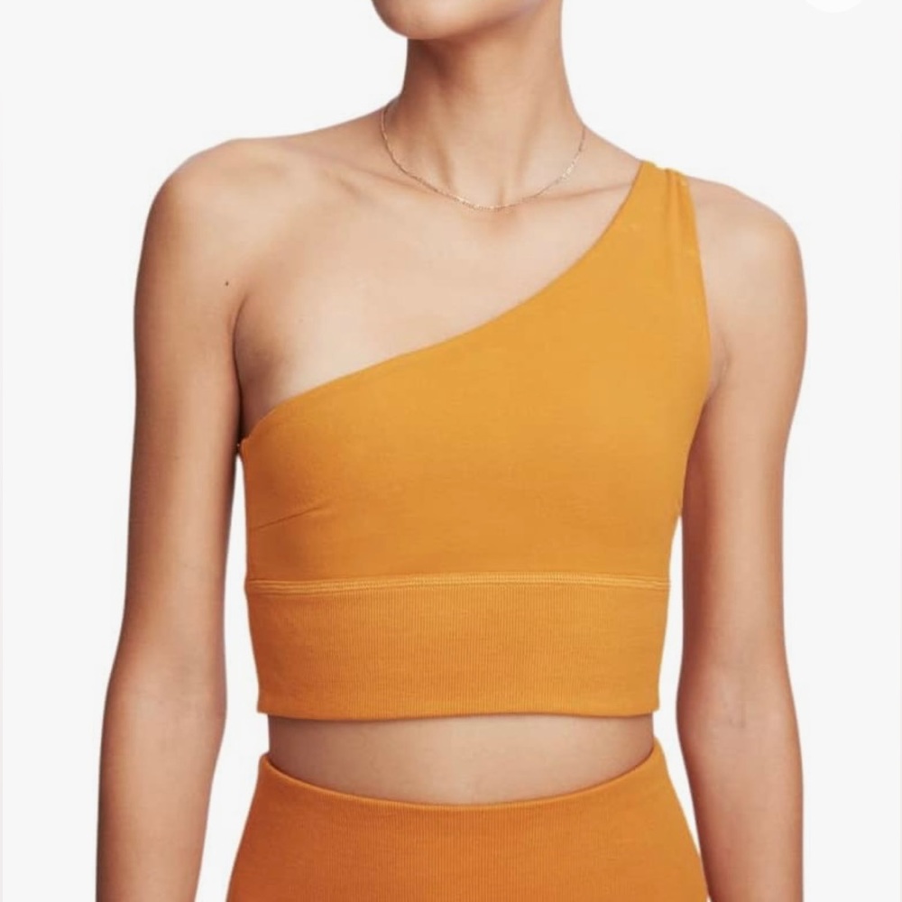 Simply Jules x Bandier Goldenrod One Shoulder Sports Bra, size Small